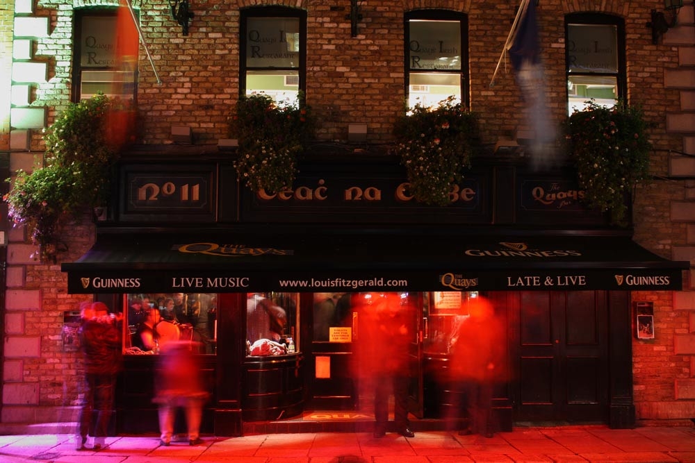Pub in Dublin at night