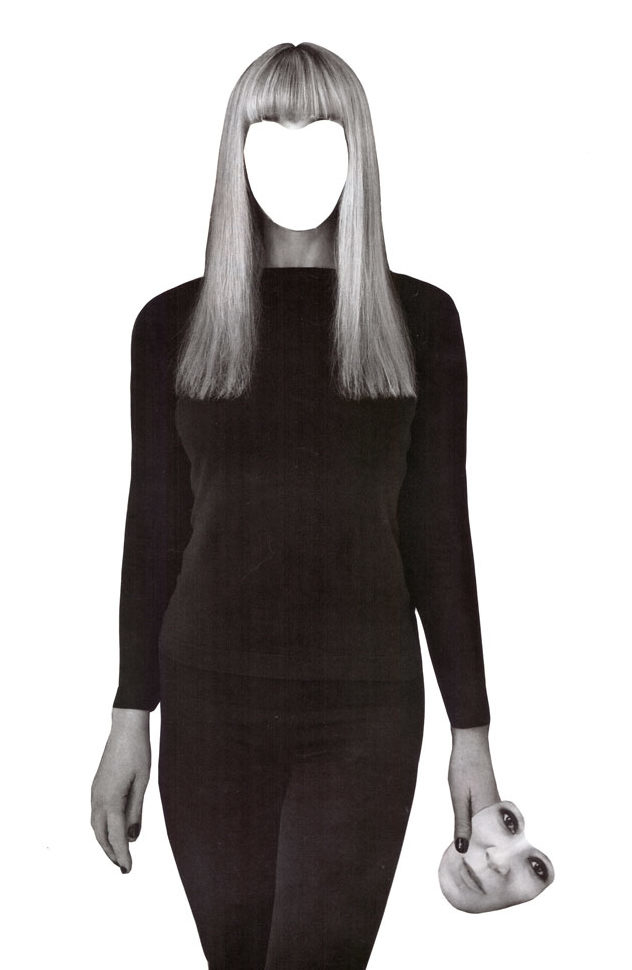 Collage of a woman holding her face